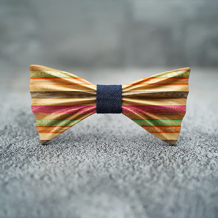 Set di 2 papillon in legno con effetto arricciato arcobaleno da uomo - image 5