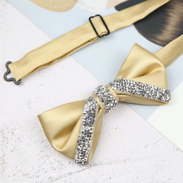 Papillon da sposa con strass scintillanti da uomo - Beige - image 8