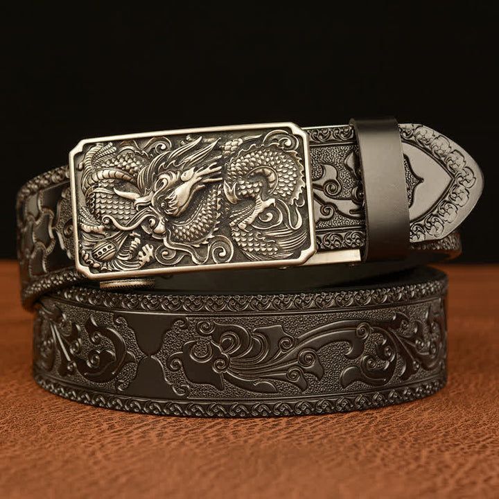 Cintura in pelle con fibbia quadrata a forma di drago da uomo - Argento e nero - 46 - image 17