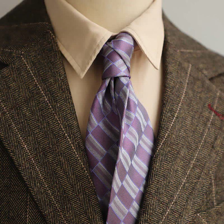 Cravatta geometrica stile retrò da uomo - Viola - image 0