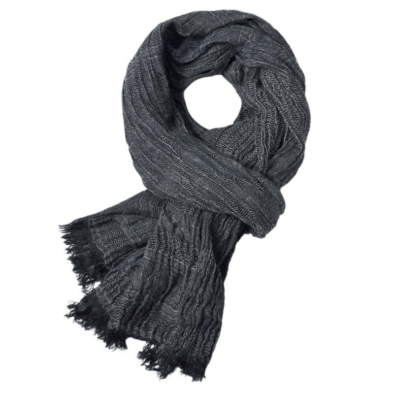 Sciarpa da uomo versatile con bordo grezzo a quadri a rombi - image 5