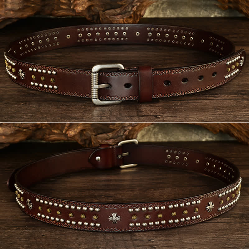 Cintura unisex con decorazione a borchie e borchie incrociate in stile rock - image 15