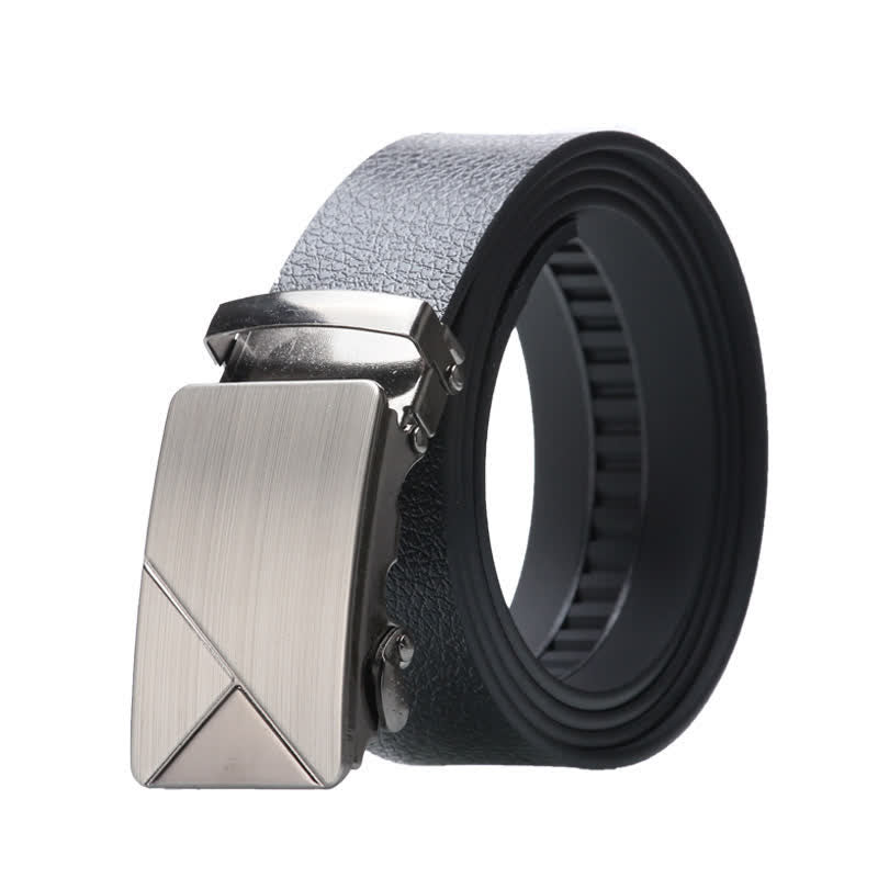 Cintura da uomo in pelle nera con fibbia automatica - Stile n. 9 - Argento - 42 - image 18
