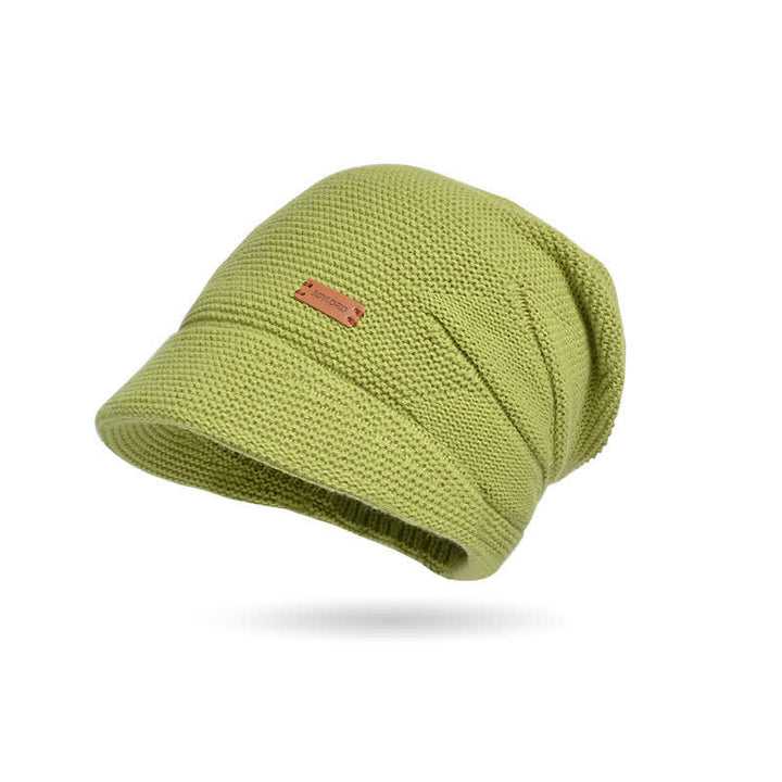 Cappello da donna lavorato a maglia con tesa larga e toppa a forma di lettera - Verde - Regolabile (circa 21 5/8"-23 5/8") - image 8