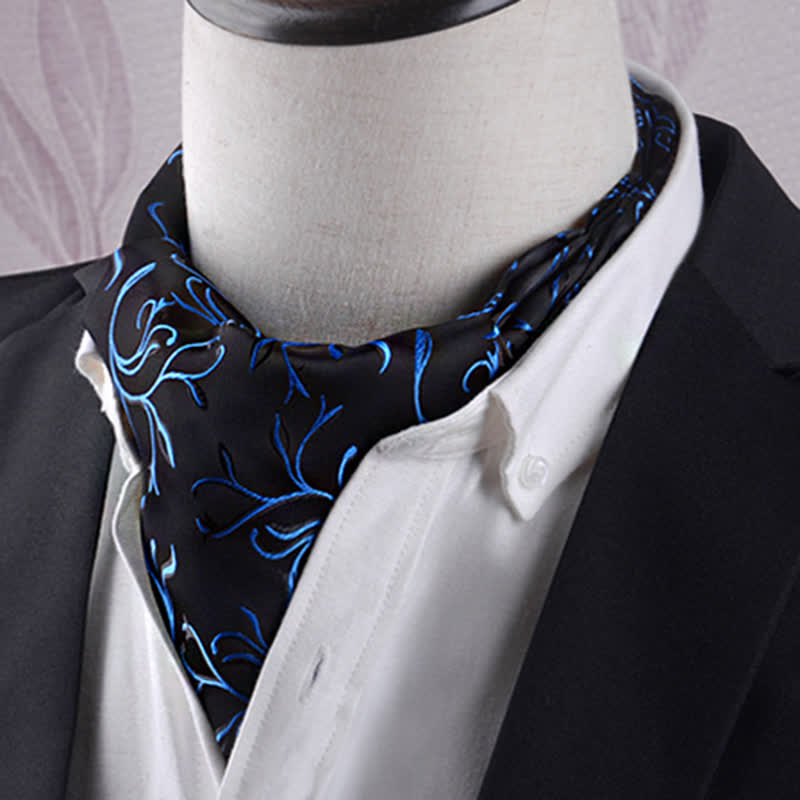 Cravatta con texture Vogue con foglie di fuoco nere e blu - Nero e blu - image 0
