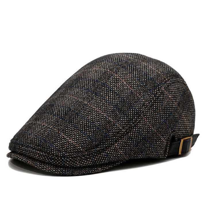 Berretto piatto in pile polare con motivo scozzese - Caffè scuro - Regolabile (circa 22"-23 1/4") - image 7
