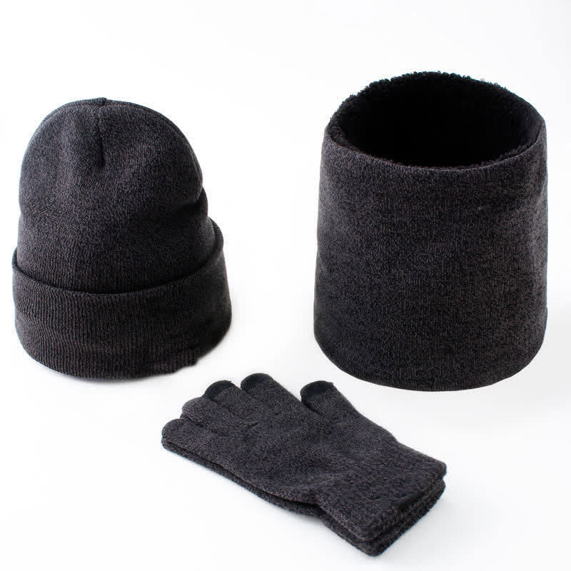 Set di 3 caldi cappelli, sciarpe e guanti touchscreen - Grigio scuro - Misura M (22"-22 7/8") - image 12