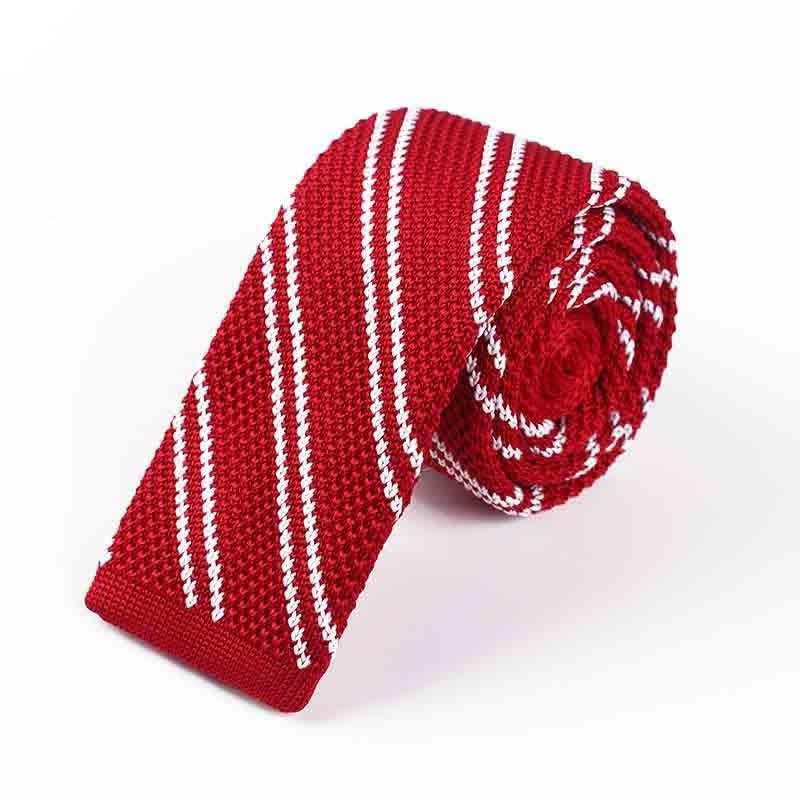 Cravatta a righe diagonali lavorata a maglia da uomo - Rosso - image 8