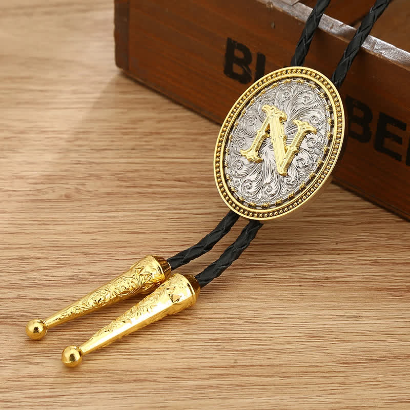 Accessorio per camicia da cowboy occidentale, alfabeto dalla A alla Z, cravatta Bolo - N - image 17
