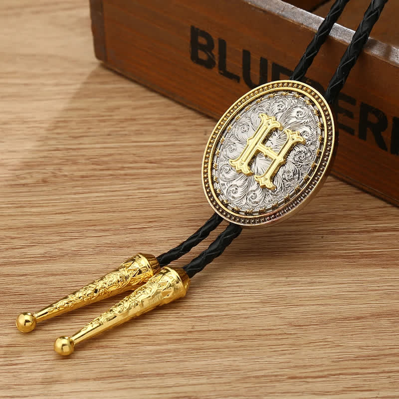 Accessorio per camicia da cowboy occidentale, alfabeto dalla A alla Z, cravatta Bolo - H - image 11