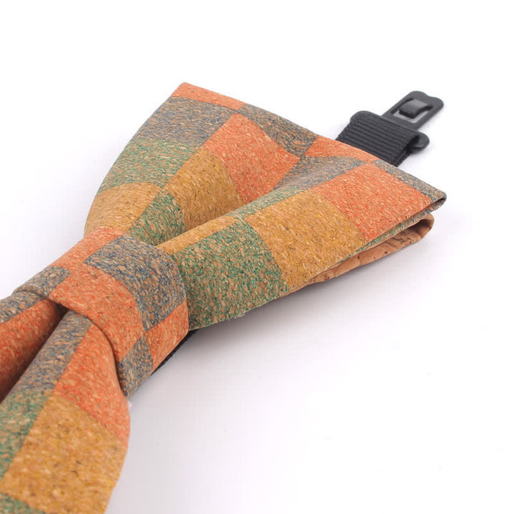Papillon multicolore con stampa geometrica effetto legno da uomo - image 6