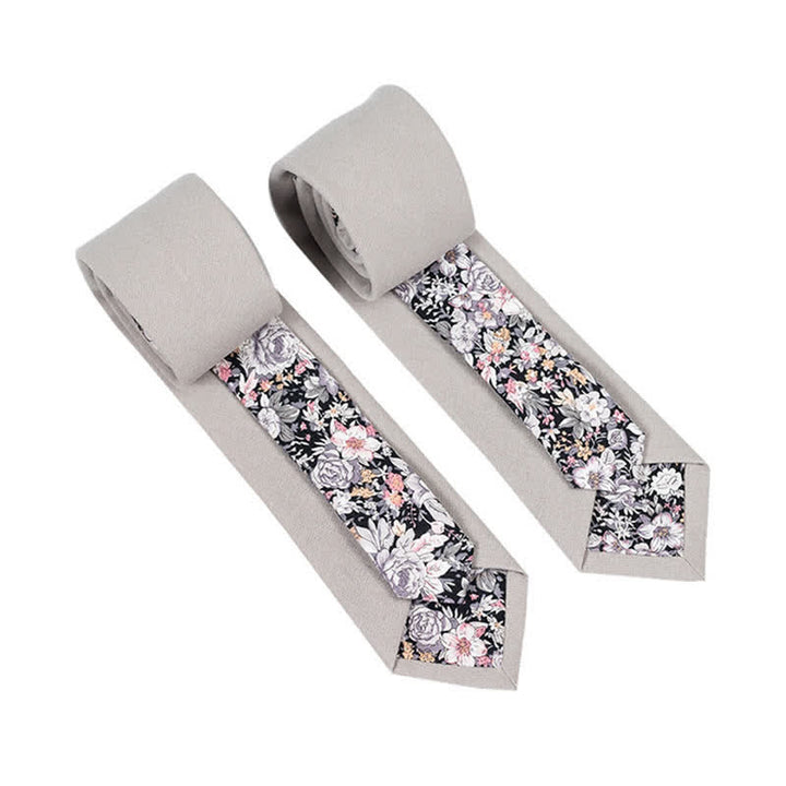 Cravatta da uomo con motivo patchwork floreale a quadri - Gainsboro - image 6