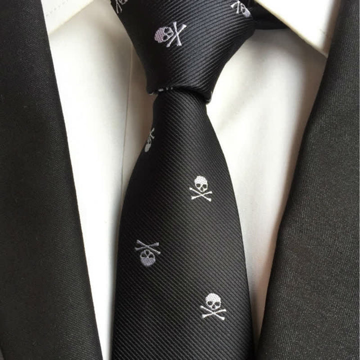Cravatta da uomo con scheletro e ossa incrociate di Halloween - image 0