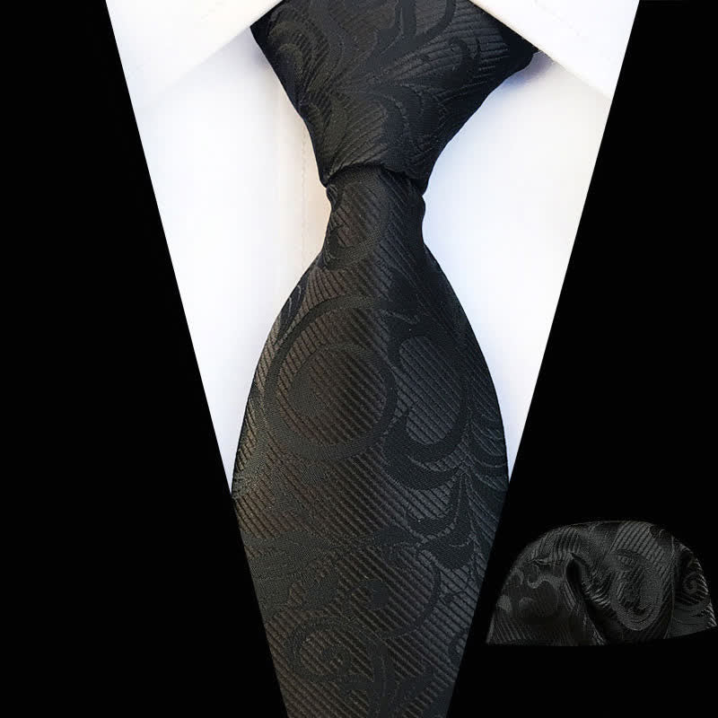 Set di 2 cravatte floreali con motivo a vortice vegetale da uomo - Nero - image 4