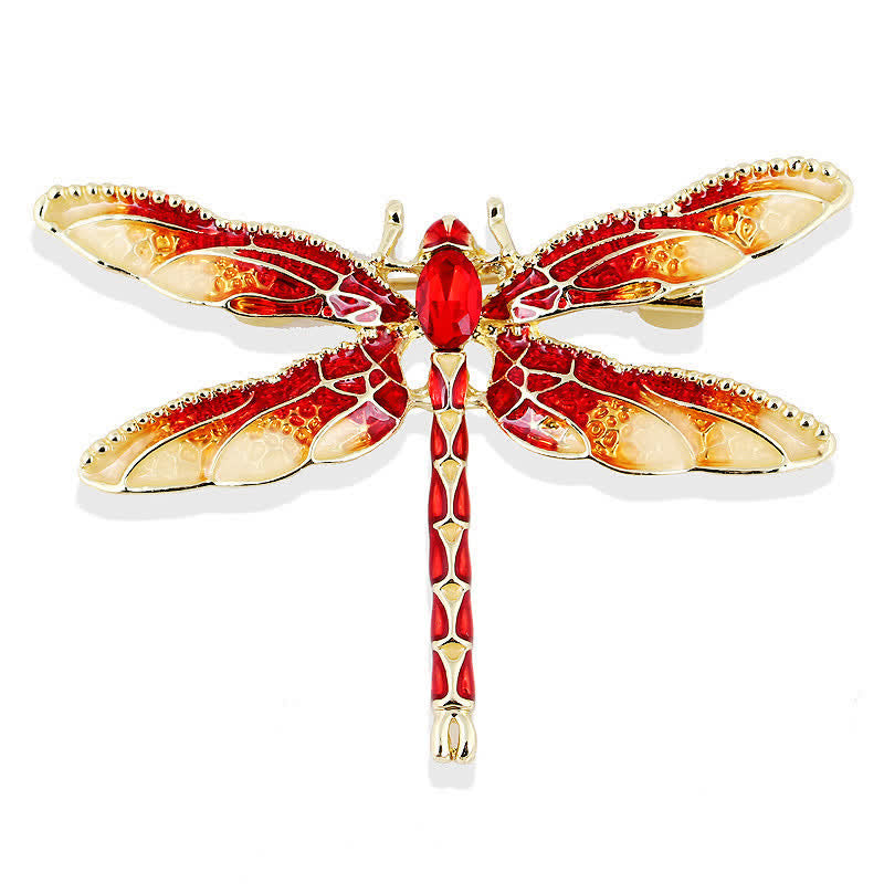 Spilla da donna a forma di libellula in smalto - Rosso - image 4