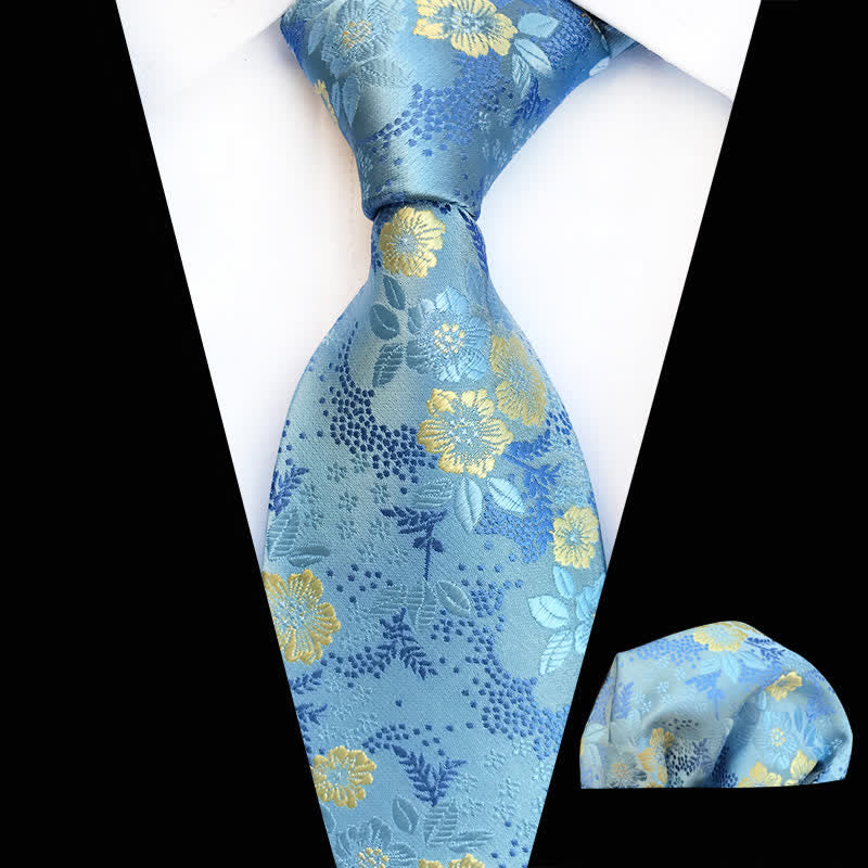 Set di 2 cravatte floreali con fiori di prugna da uomo - Azzurro chiaro - image 5