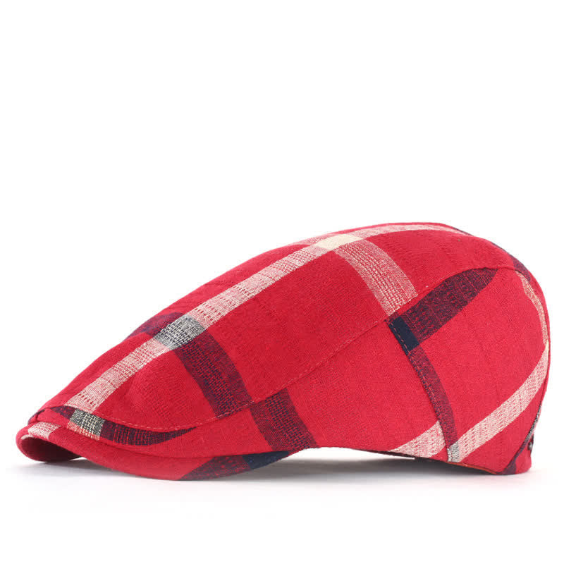 Berretto sottile regolabile a quadri a righe - Rosso - Regolabile (circa 22"-23 5/8") - image 4