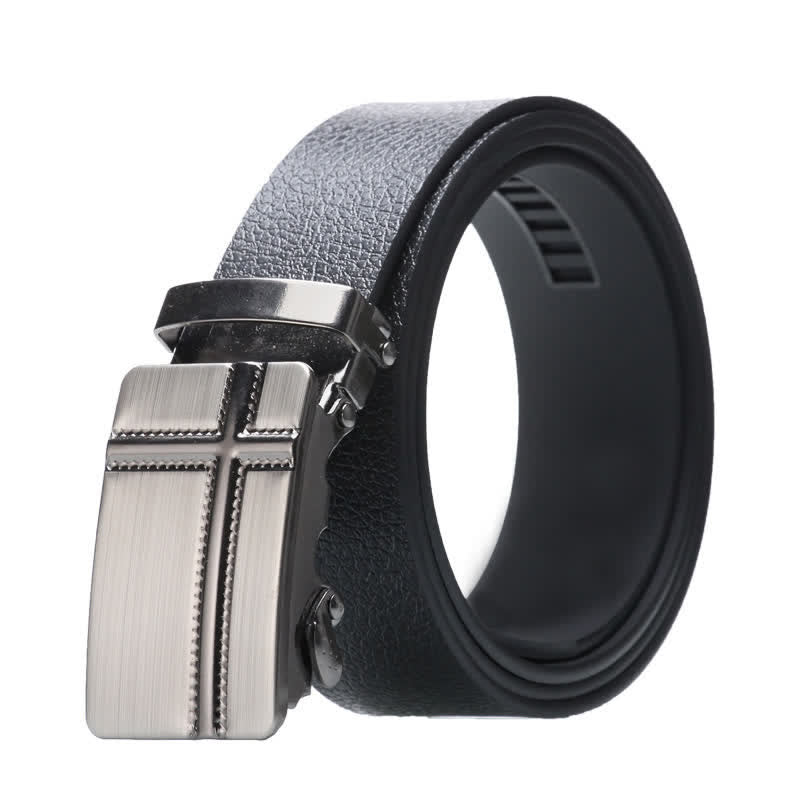 Cintura da uomo in pelle nera con fibbia automatica - Stile n. 3 - Argento - 42 - image 7