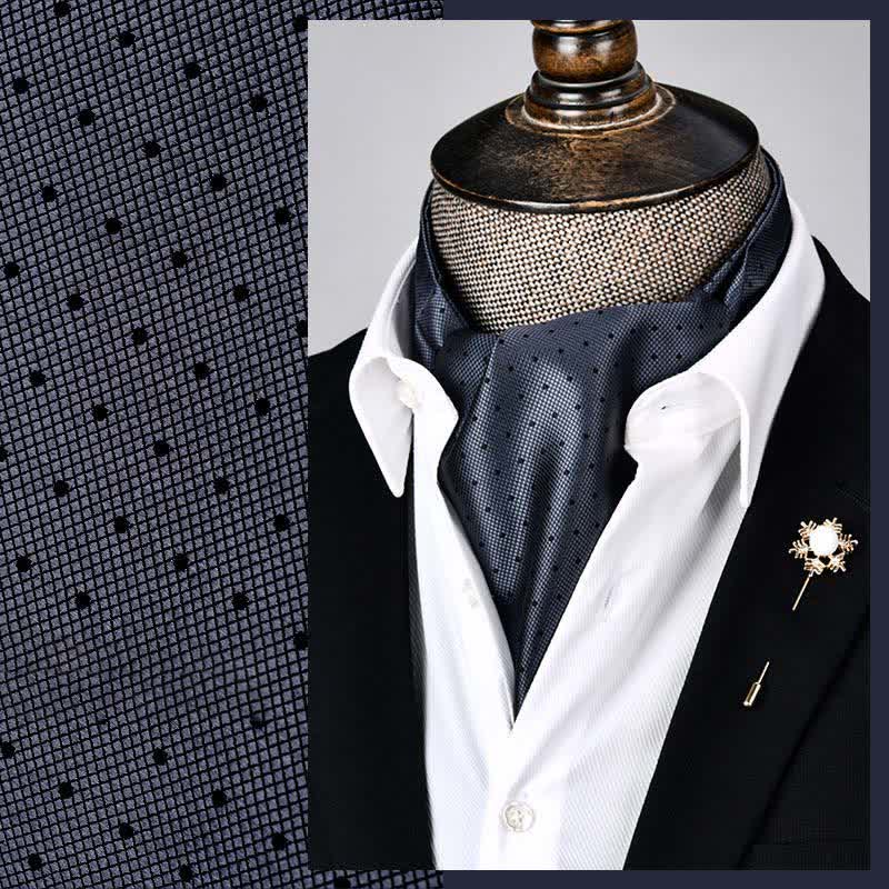 Cravatta a pois Ascot floreale moderna grigia Grandeur - Grigio - image 0