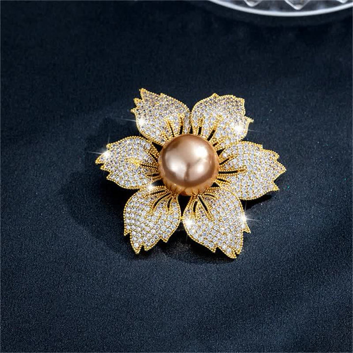 Spilla Bauhinia di lusso con perle brillanti da donna - image 2