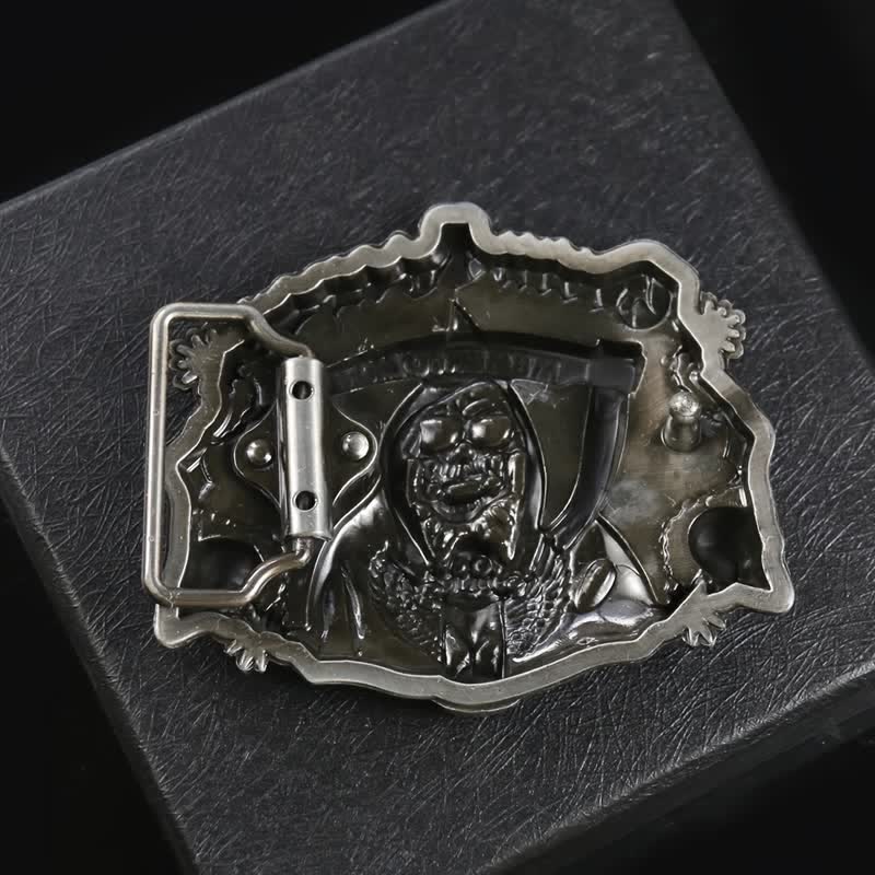 Cintura in pelle fai da te con fibbia a forma di teschio con falce della morte da uomo - image 1