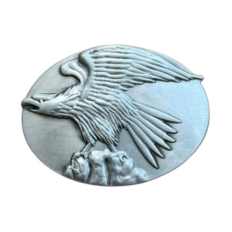 Cintura in pelle con fibbia aquila su pietra fai da te da uomo - Argento - Senza cintura - image 3