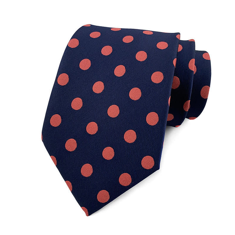 Cravatta a pois da uomo - Punti medi - Blu marino e rosa - image 24
