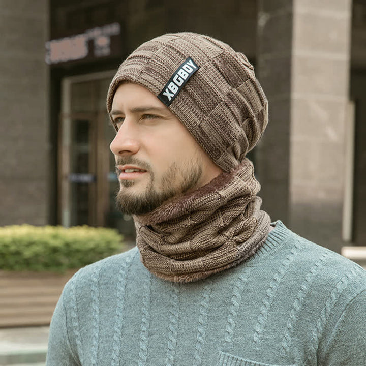 Set berretto e sciarpa in maglia scozzese invernale - Cappello e scaldacollo - Cachi - Regolabile (22"-23 5/8") - image 12