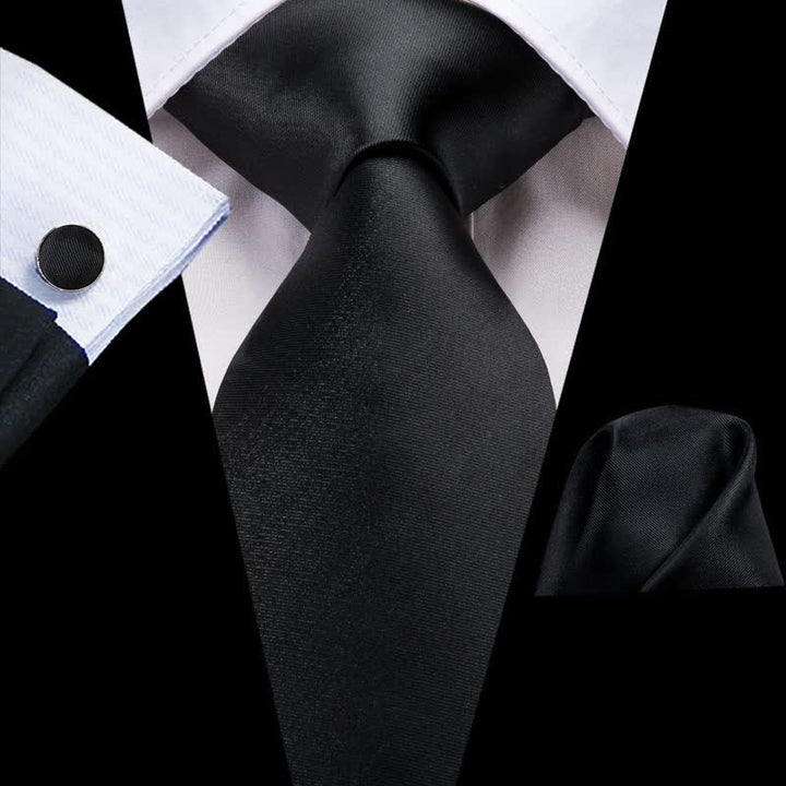 Set di 3 cravatte da uomo nere di colore nobile - Nero - image 0