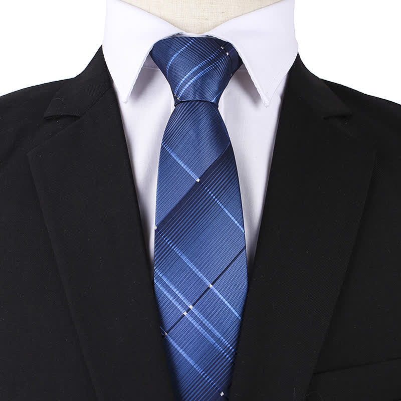 Cravatta da uomo con cerniera blu navy sfumata a quadri - image 1
