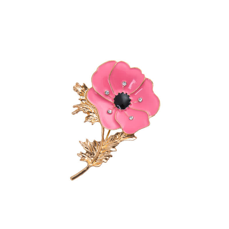 Spilla da donna con dipinto a olio vintage a forma di papavero - Rosa - image 8