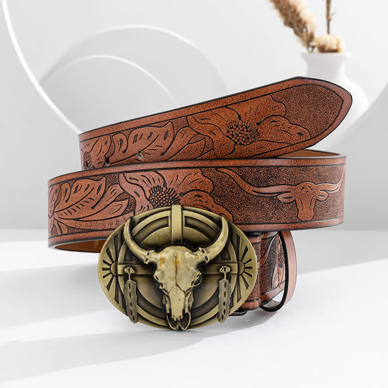 Cintura in pelle Mad Bull incisa da uomo - image 1