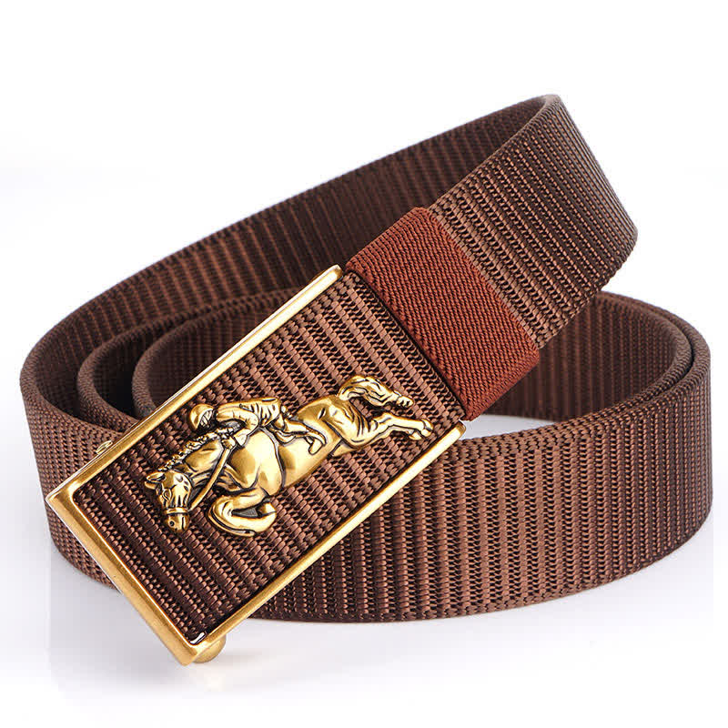 Cintura in nylon per equitazione da uomo - Marrone / Oro - 48" - image 12