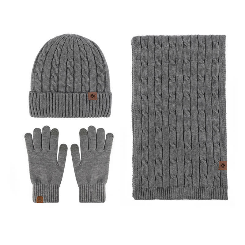 Set di 3 pezzi unisex di caldo cappello sciarpa guanti - Grigio scuro - Regolabile (21 1/4"-22 7/8") - image 20