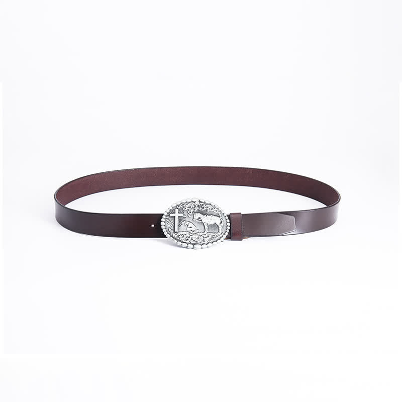 Cintura da preghiera inginocchiata in pelle con croce di cavallo da uomo - image 16