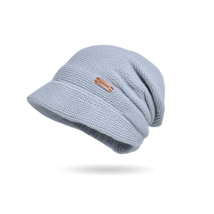 Cappello da donna lavorato a maglia con tesa larga e toppa a forma di lettera - Grigio chiaro - Regolabile (circa 21 5/8"-23 5/8") - image 12