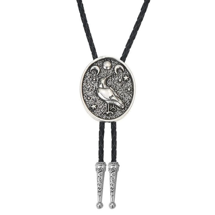 Semplice cravatta Bolo con stelle, luna e uccello alla moda - Argento antico - image 5