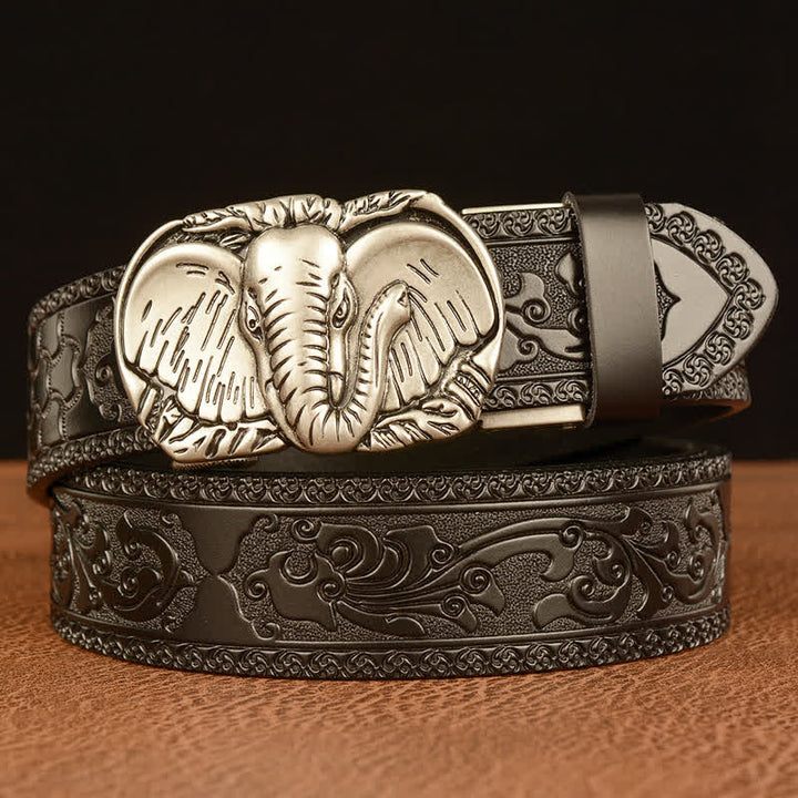 Cintura in pelle di elefante con grandi orecchie da uomo - Argento e nero - 46 - image 15