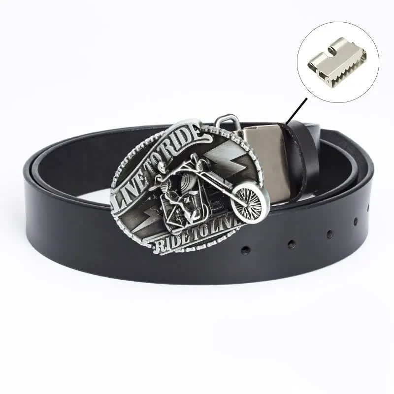 Cintura in pelle da uomo con teschio da motociclista scheletro - Legatura di ferro - Nero / Argento - 46 - image 20