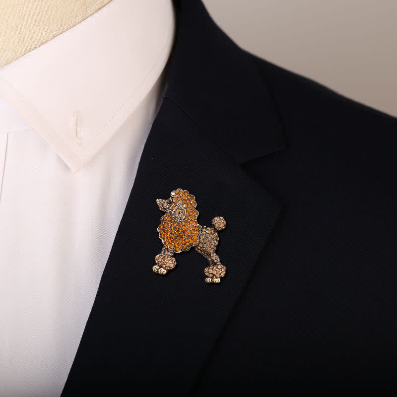 Spilla da donna a forma di barboncino con strass - image 1