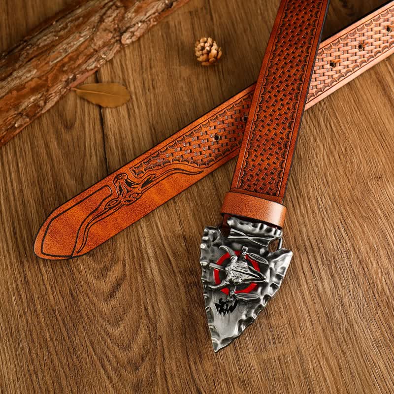 Cintura in pelle da uomo con testa di toro dominante in stile etnico - image 3