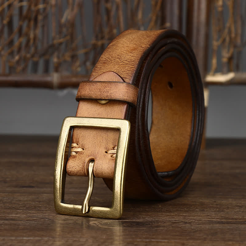 Cintura vintage da uomo con effetto invecchiato e rughe - Marrone giallastro - 44 - image 10