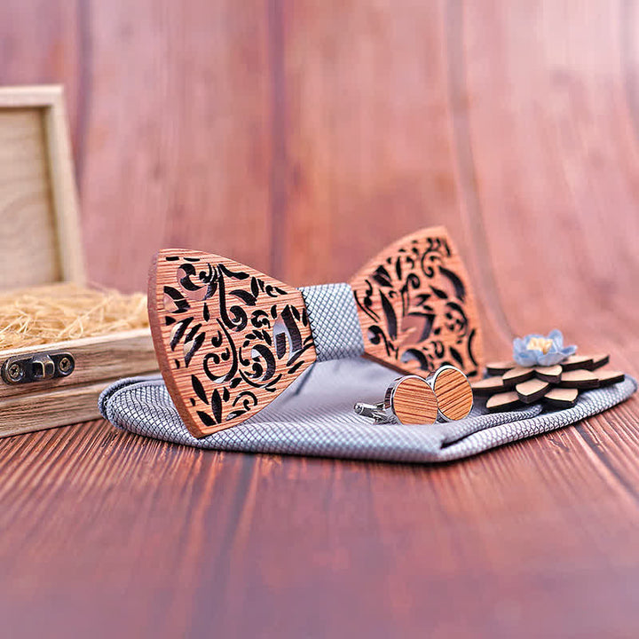 Set di 4 papillon in legno cavo da uomo con pianta - image 2