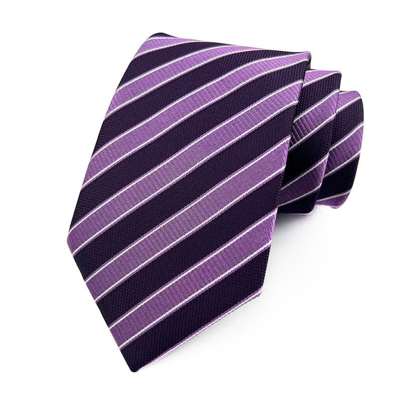 Cravatta a righe urbane preppy da uomo - Orchidea e Viola - image 4