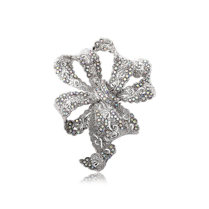 Spilla da donna vintage con fiocco in zircone Boho - Argento - image 7