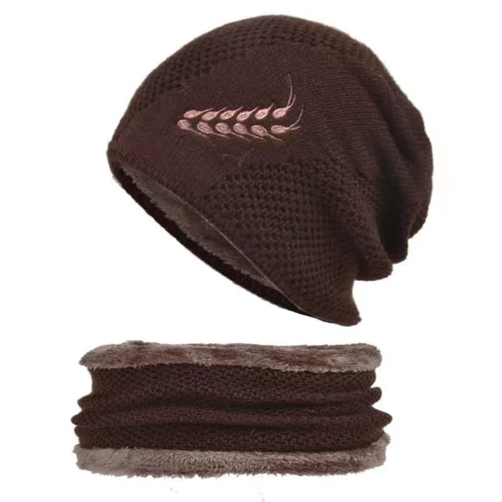 Set di 2 cappelli e scaldacollo con ricamo a forma di grano - Caffè - Regolabile (22"-23 5/8") - image 12