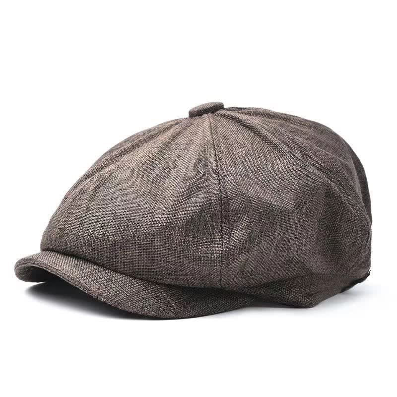 Berretto ottagonale in lino traspirante casual - Caffè - Regolabile (circa 21 5/8"-23 5/8") - image 0