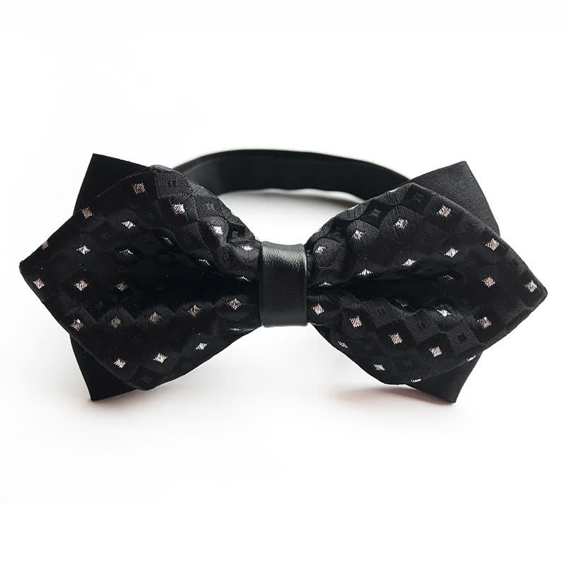Papillon a punta con diamanti lucidi a scacchi da uomo - Nero - image 0
