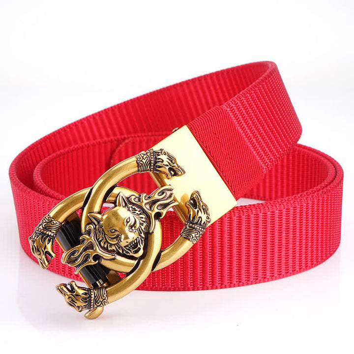 Cintura da uomo in nylon con scritta "Fierce Wolves In Flame" - Rosso / Oro - 48" - image 14