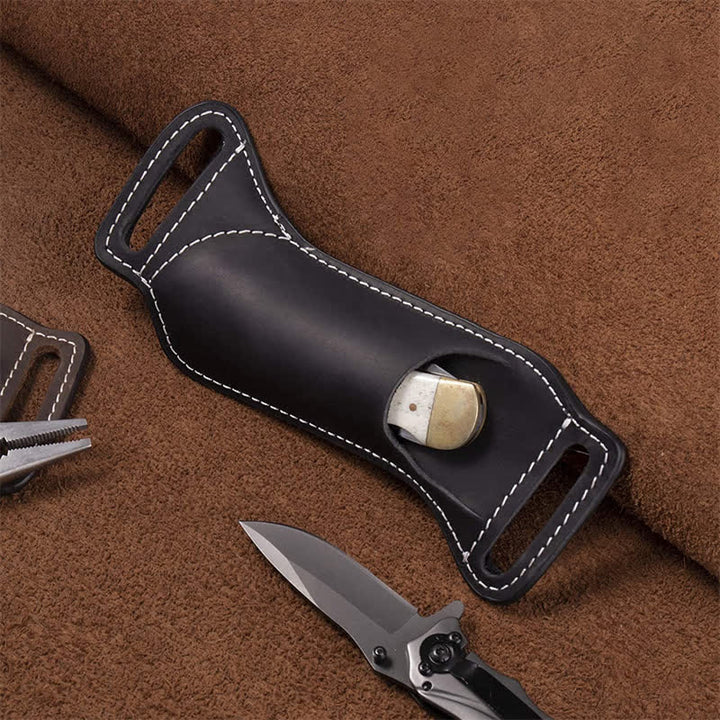 Borsa da cintura con fodero in pelle per coltello pieghevole Curve - Nero - image 4